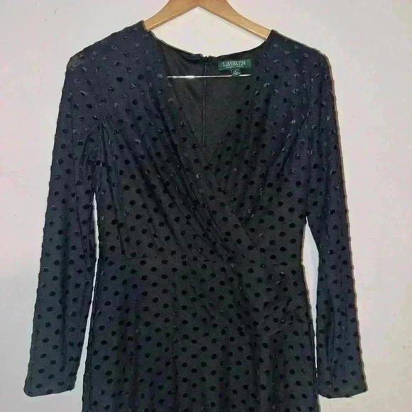 Ralph Lauren Polka Dot Velvet Fit & Flare Dress - Picture 5 of 13